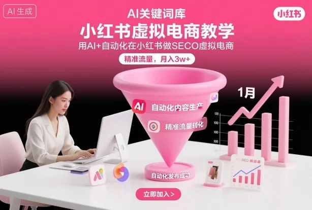 小红书虚拟电商项目：AI+自动化实现SEO优化，月入3万+-资源项目网