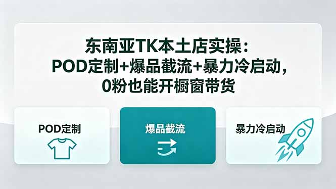 东南亚TK本土店实操：5月更新，POD定制、爆品截流、暴力冷启动，0粉也能开橱窗带货-资源项目网