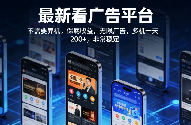 最新看广告平台：无需养机，保底收益，无限广告，多机日赚200+，稳定可靠【揭秘】-资源项目网