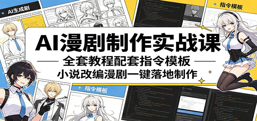 AI漫剧制作实战课：全套教程配套指令模板，小说改编漫剧一键落地制作-资源项目网