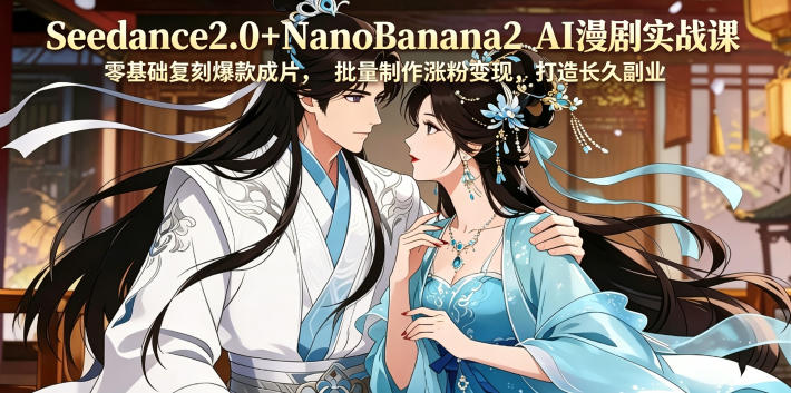 Seedance2.0+NanoBanana2 AI漫剧实战课：零基础成片，涨粉变现，打造副业收益-资源项目网