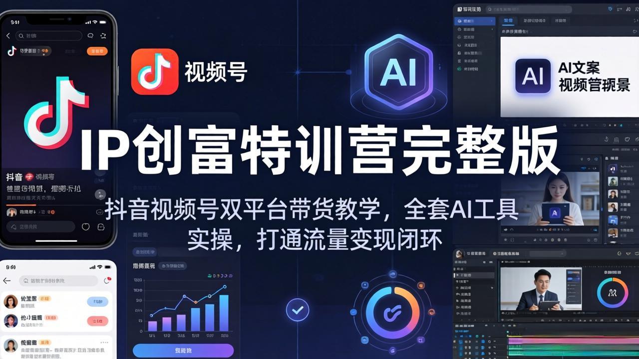 IP创富特训营：抖音视频号双平台带货教学，AI工具实操，流量变现闭环-资源项目网