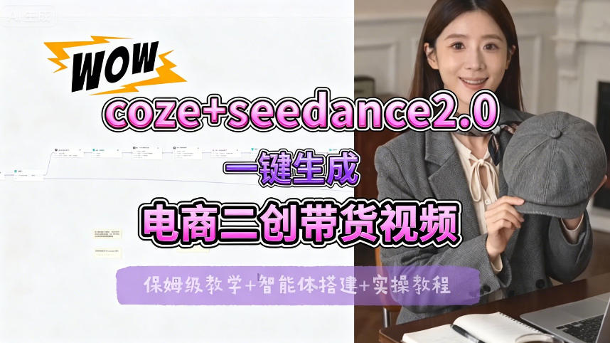 【Coze工作流搭建教程】seedance2.0+coze一键生成电商带货视频，保姆级教学-资源项目网