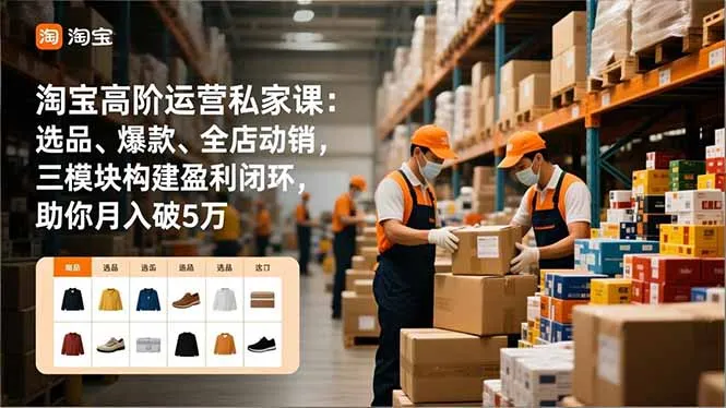 淘宝高阶运营私家课：选品、爆款、全店动销，三模块构建盈利闭环，助你月入破5万-资源项目网