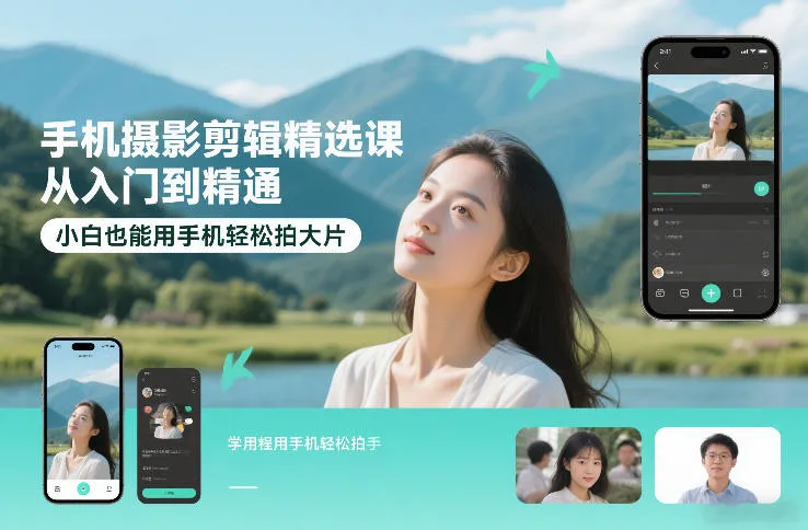 手机摄影剪辑入门到精通课程，小白也能用手机拍大片-资源项目网