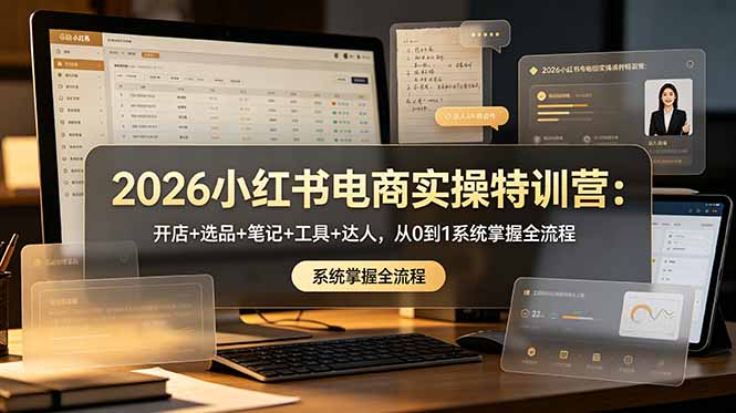 2026小红书电商实操特训营：开店、选品、笔记、工具、达人，系统掌握全流程-资源项目网