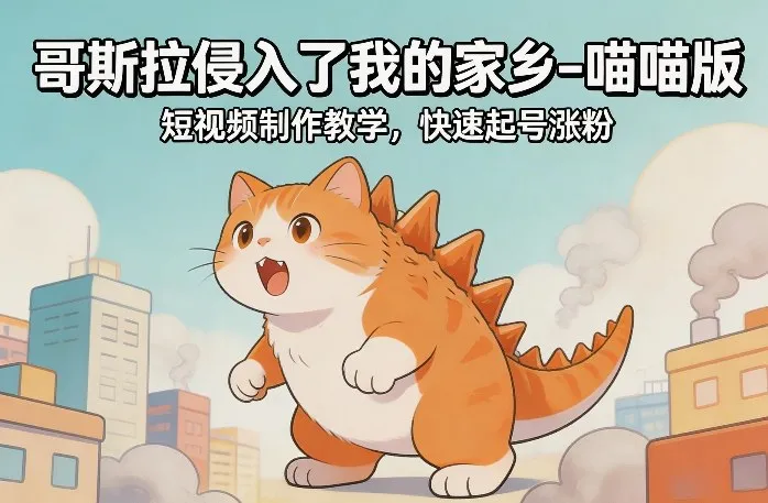 哥斯拉入侵我的家乡：喵星人版短视频制作教程，快速吸粉技巧-资源项目网