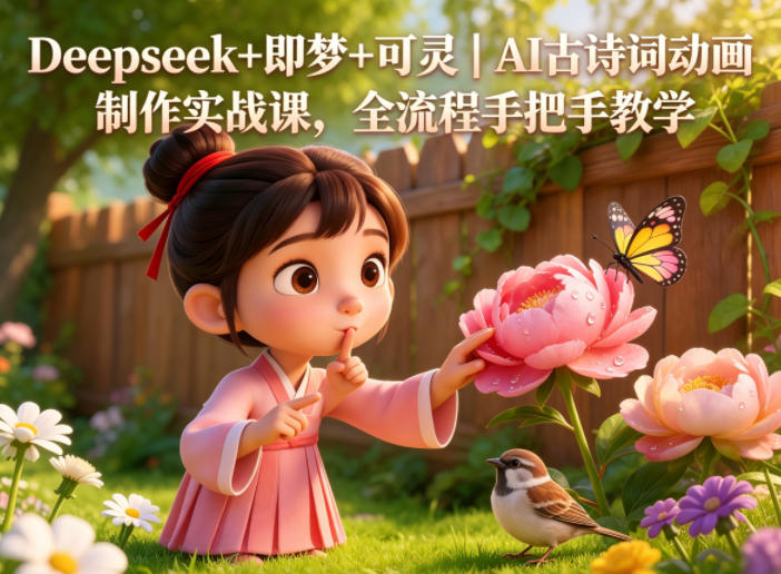 AI古诗词动画制作实战课：Deepseek+即梦+可灵全流程手把手教学-资源项目网