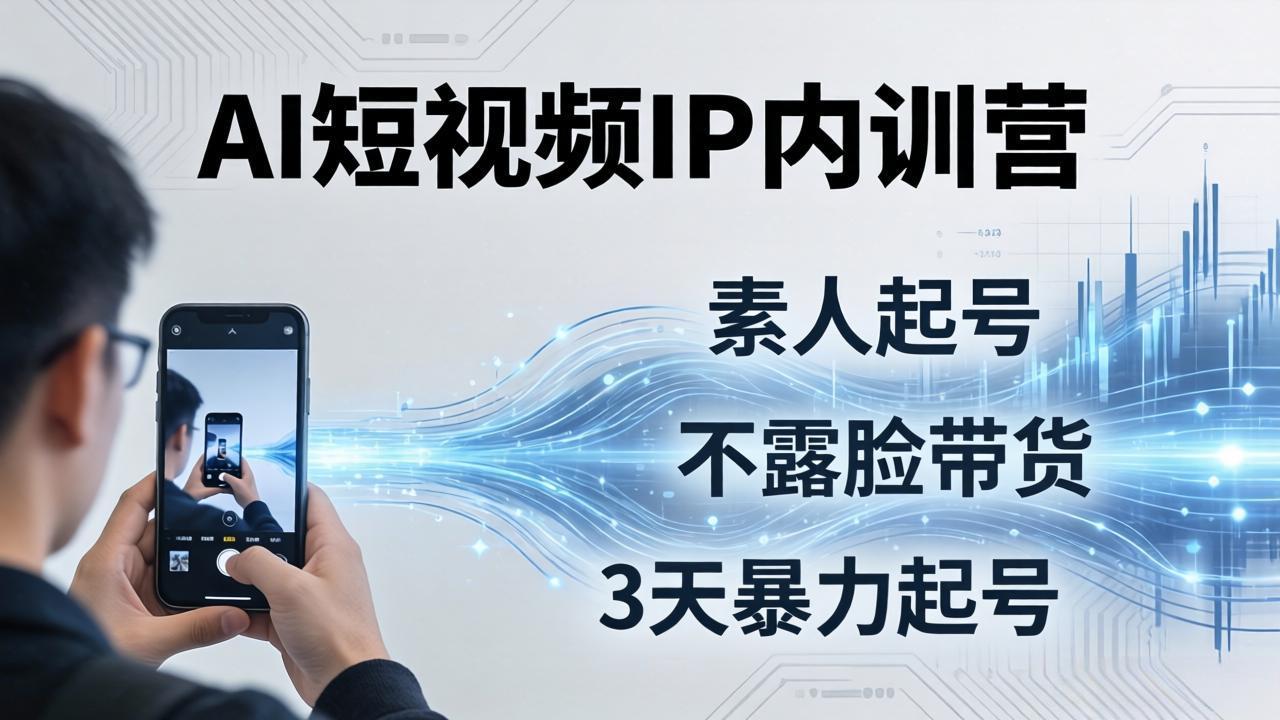 2026AI短视频IP内训营：3天不露脸带货起号全流程揭秘-资源项目网