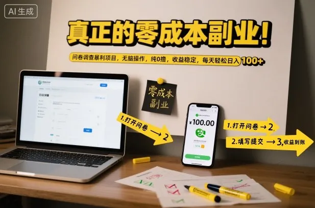 揭秘:真正的零成本副业,问卷调查项目日入100+-资源项目网