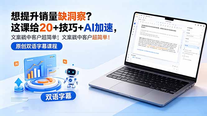 提升销量的秘诀：20+技巧与AI加速，双语字幕文案轻松打动客户！-资源项目网