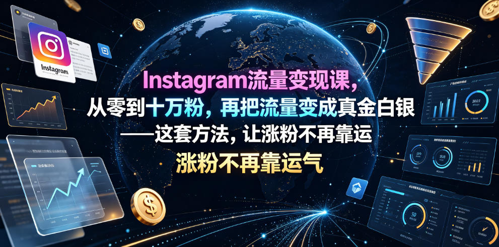 Instagram流量变现课程：从零到十万粉丝，将流量转化为真金白银——原创双语字幕揭秘涨粉技巧-资源项目网