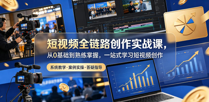 短视频创作全链路实战课程：零基础到精通，一站式学习短视频制作-资源项目网