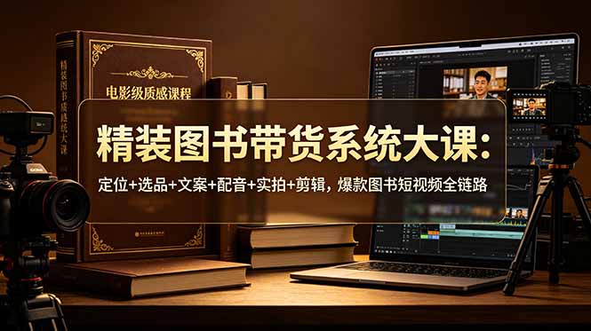 精装图书短视频带货系统大课：定位、选品、文案、配音、实拍、剪辑，打造爆款图书短视频-资源项目网