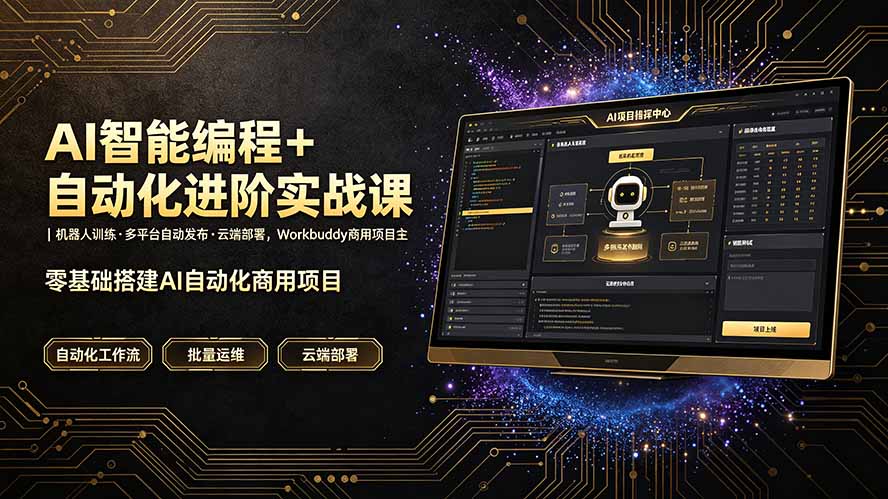AI智能编程与自动化进阶实战课程 | 机器人训练、多平台发布、云端部署，Workbuddy商用项目全流程教学-资源项目网