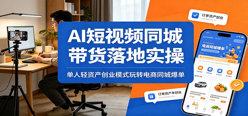 AI短视频同城带货实战：单人轻资产创业，电商同城爆单技巧-资源项目网