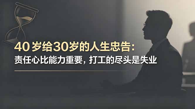 40岁给30岁的人生忠告:责任心比能力重要,打工的尽头是失业-资源项目网