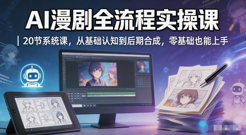 AI漫剧全流程实操课：20节系统课程，零基础到后期合成-资源项目网