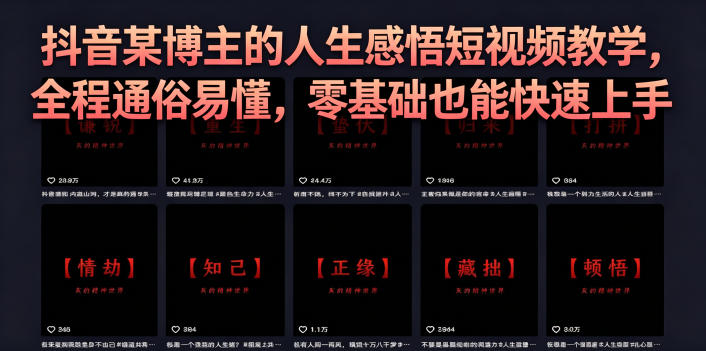 抖音博主灰太狼人生感悟短视频教学，零基础快速上手-资源项目网