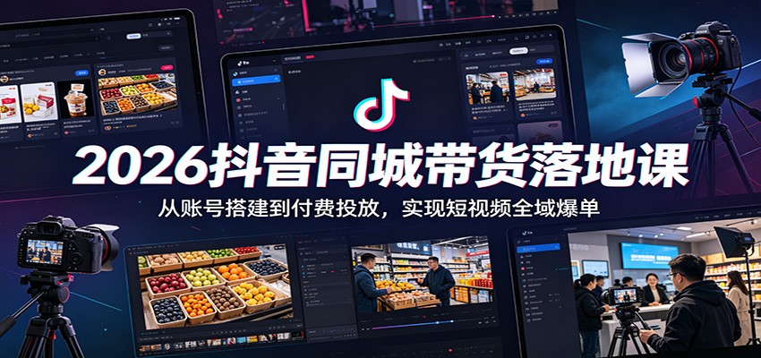 2026抖音同城带货落地课程:从账号搭建到付费投放,实现短视频全域爆单-资源项目网