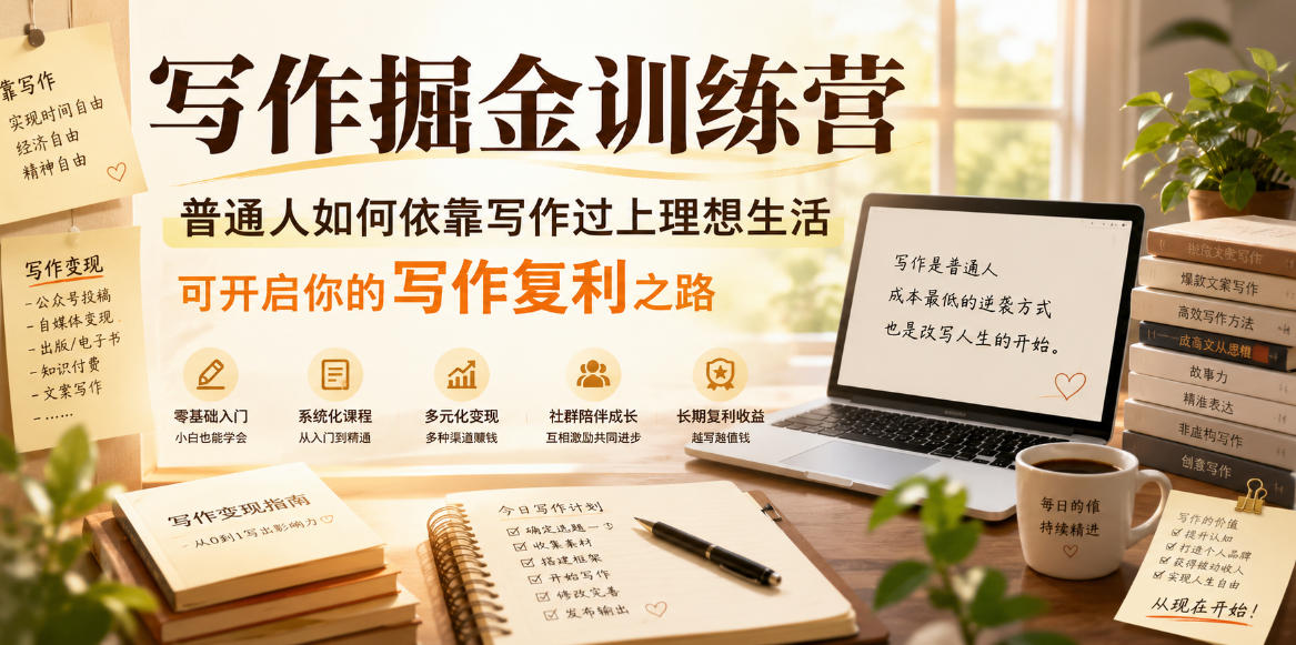 写作掘金训练营：普通人如何通过写作实现理想生活，开启写作复利之路-资源项目网