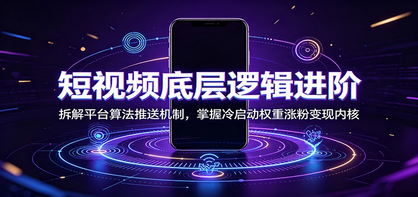 短视频底层逻辑进阶：揭秘平台算法推送机制，掌握冷启动权重与涨粉变现技巧-资源项目网