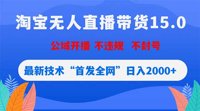 淘宝无人直播带货15.0，不封号，不违规，公域玩法，日入2000+-资源项目网