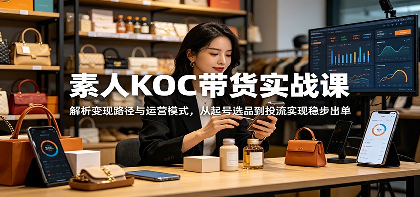 素人KOC带货实战课：揭秘变现路径与运营模式，从起号选品到投流实现稳步出单-资源项目网