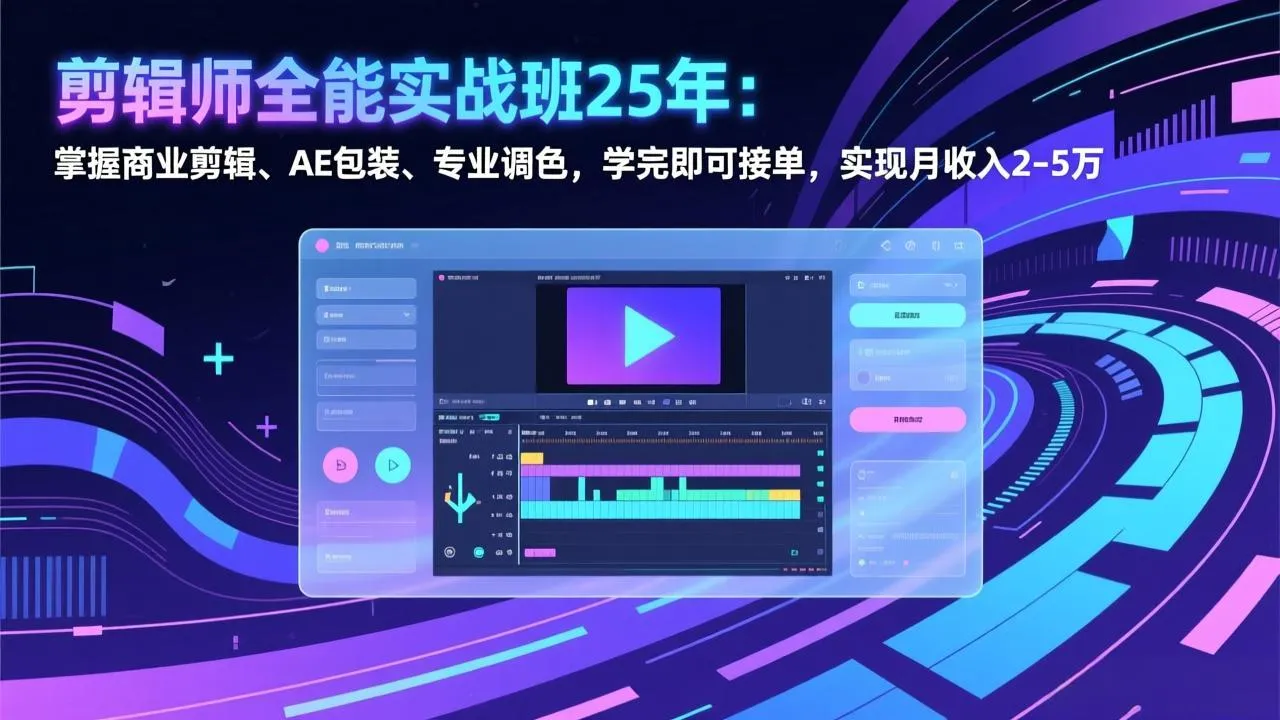 剪辑师全能实战班:25年经验,掌握商业剪辑、AE包装、专业调色,学完接单月入2-5万-资源项目网