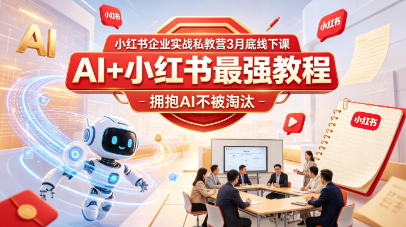小红书企业实战私教营AI教程：3月下线，拥抱AI不被淘汰-资源项目网