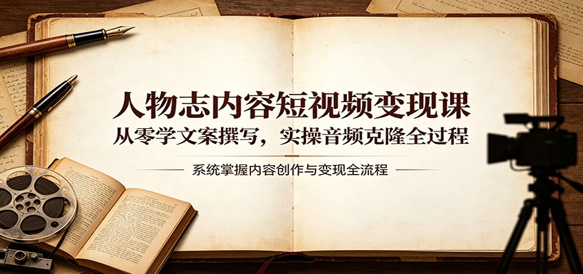 人物志内容短视频变现课程：从零开始学习文案撰写与音频克隆实操-资源项目网