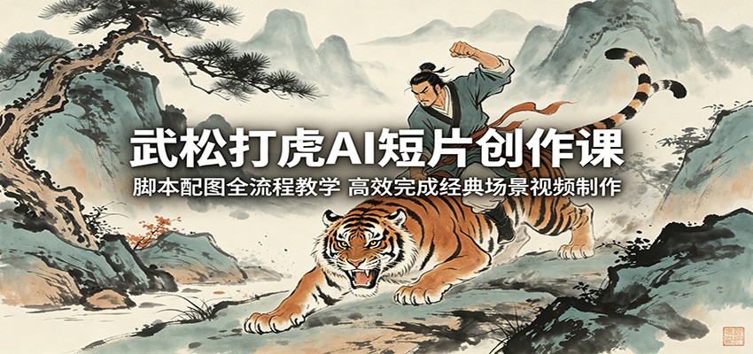 武松打虎AI短片创作课:从脚本到画面的全流程教学,高效完成经典场景视频制作-资源项目网