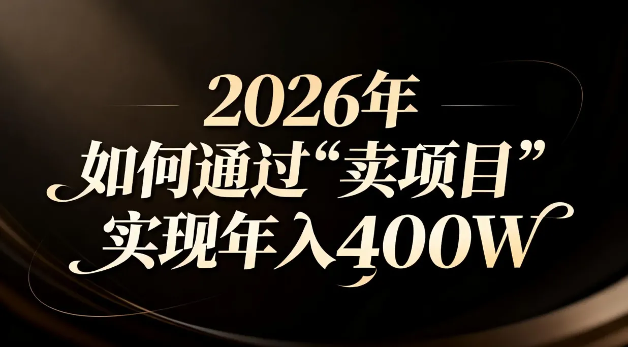 2026年通过“卖项目”实现年入百万的策略-资源项目网