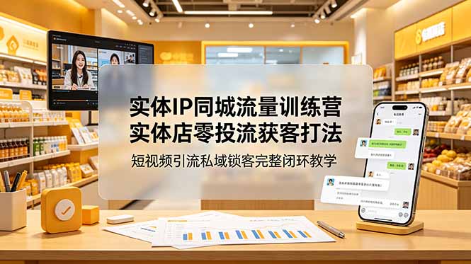 实体IP同城流量训练营：实体店零投流获客打法，短视频引流私域锁客完整闭环教学-资源项目网