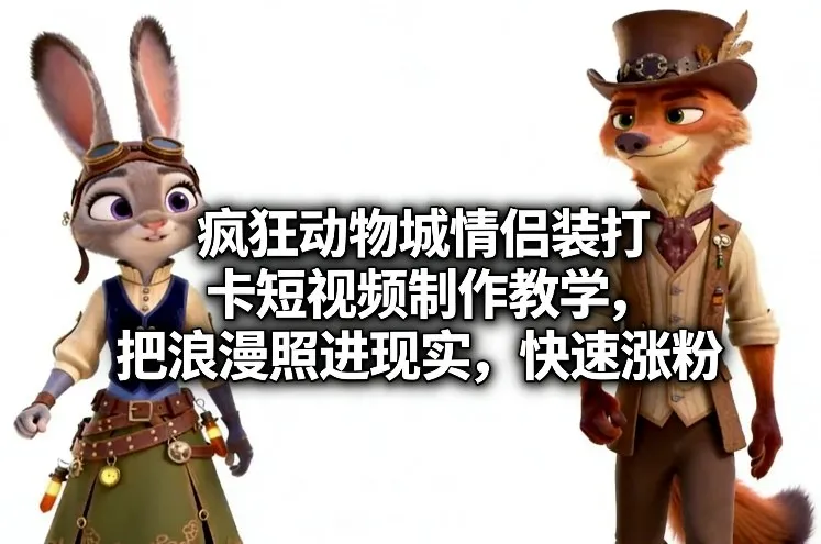 《疯狂动物城情侣装短视频制作教程：浪漫瞬间，快速增粉》-资源项目网
