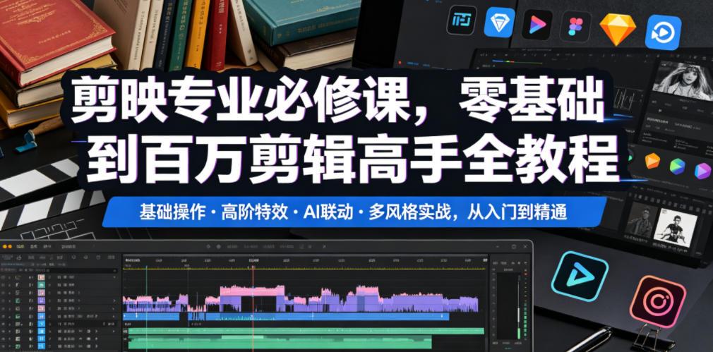 剪映专业教程:零基础到剪辑高手,基础操作到高阶特效全攻略-资源项目网