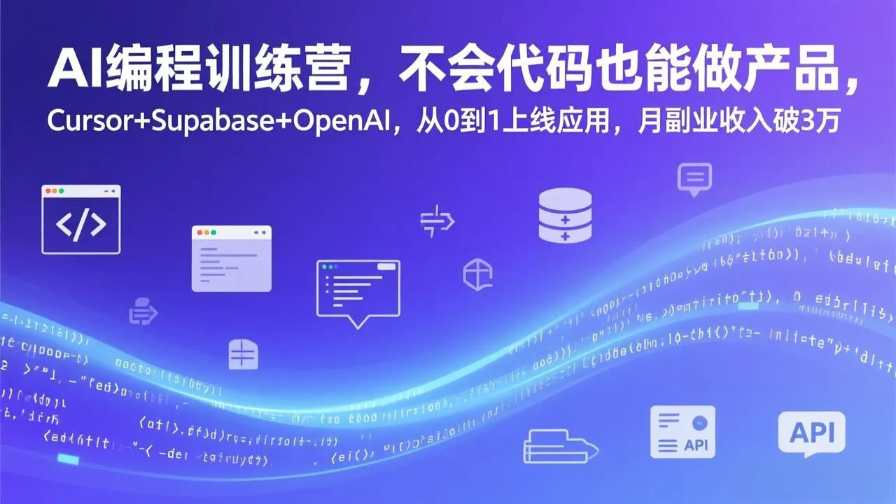 AI编程训练营:零基础也能做产品,Cursor+Supabase+OpenAI助力,月入3万的副业秘诀-资源项目网