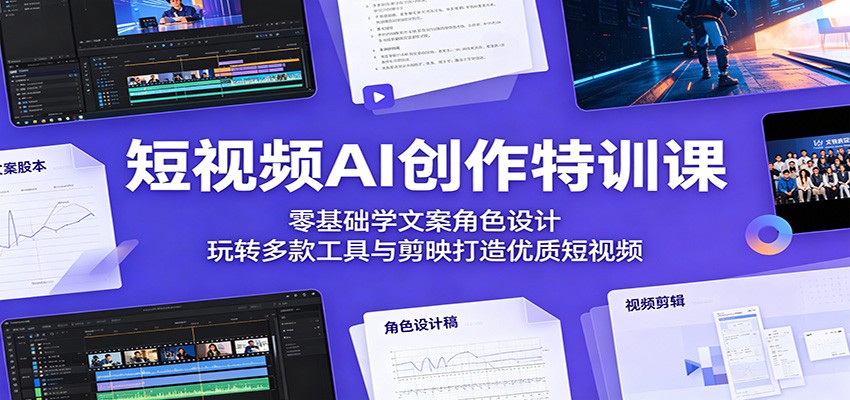 短视频AI创作特训课：零基础学文案角色设计，掌握剪映工具打造优质短视频-资源项目网
