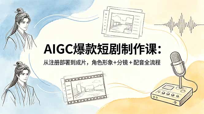 AIGC爆款短剧制作课程：从注册部署到成片，角色形象、分镜、配音全流程-资源项目网