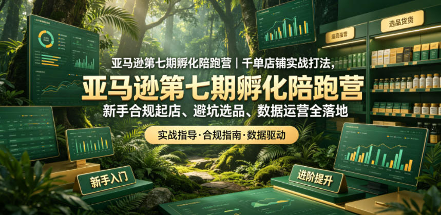 亚马逊第七期孵化陪跑营:新手合规起店、避坑选品、数据运营全落地-资源项目网