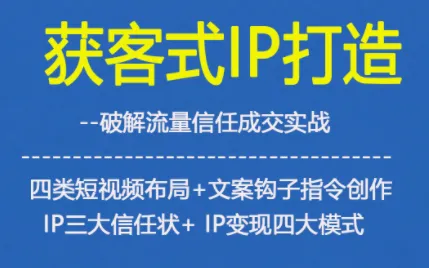 获客型IP打造指南：破解流量信任，四类短视频布局与文案钩子创作技巧，三大信任状构建及IP变现四大模式-资源项目网