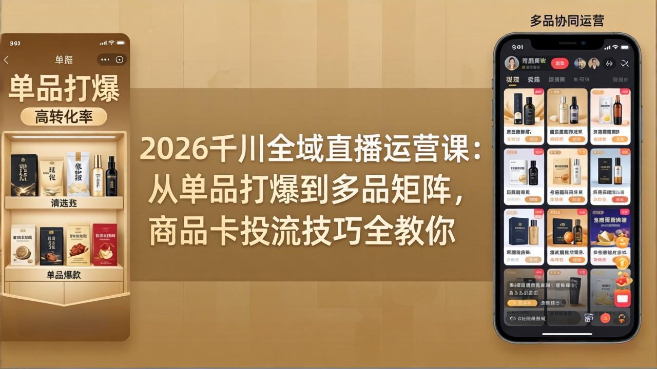 2026千川全域直播运营课程：从单品爆火到多品矩阵，商品卡投流技巧全解析-资源项目网