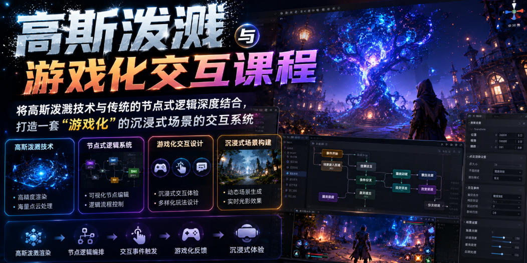 高斯泼溅技术与游戏化交互课程：深度结合传统逻辑，打造沉浸式场景交互系统-资源项目网
