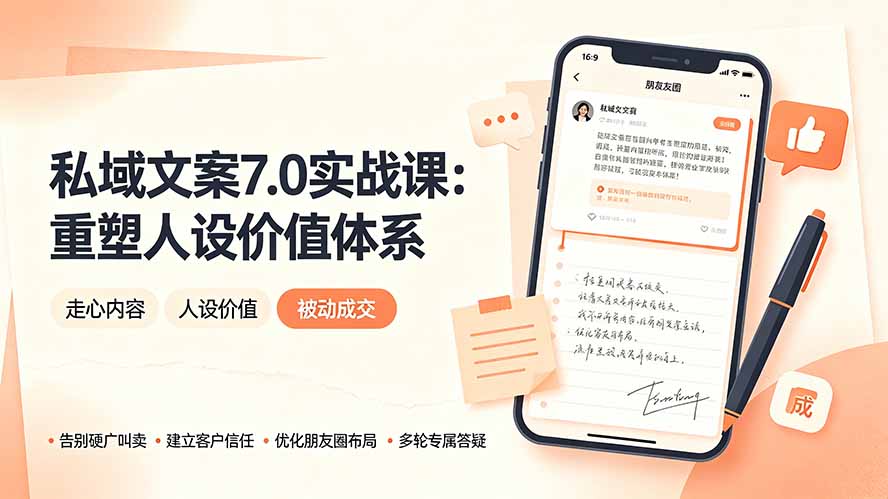 私域文案实战课7.0：重塑人设价值体系，告别硬广推销，走心内容与自我价值塑造，实现被动成交-资源项目网