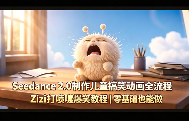Seedance 2.0：零基础制作儿童搞笑动画教程，Zizi打喷嚏爆笑全程-资源项目网