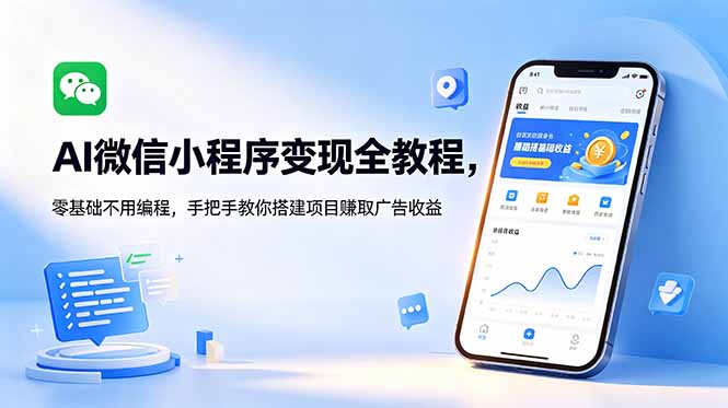 AI微信小程序变现全攻略:零基础入门,手把手教你搭建项目赚取广告收益-资源项目网