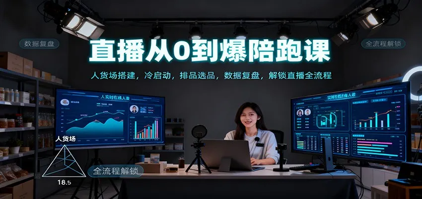 直播爆红秘籍：从0到1，人货场打造，冷启动策略，产品排品，数据复盘，全程解锁直播技巧-资源项目网