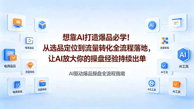 AI爆品打造全流程：选品定位到流量转化，放大操盘经验持续出单-资源项目网