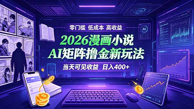 爆款小说漫画大阅读：AI矩阵操作，日入400+，零门槛高收益-资源项目网