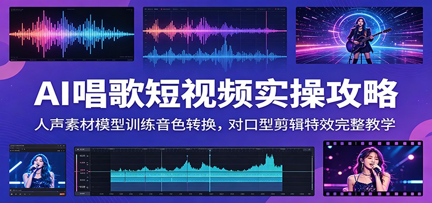 AI唱歌短视频制作教程：人声素材模型训练、音色转换与特效剪辑技巧-资源项目网